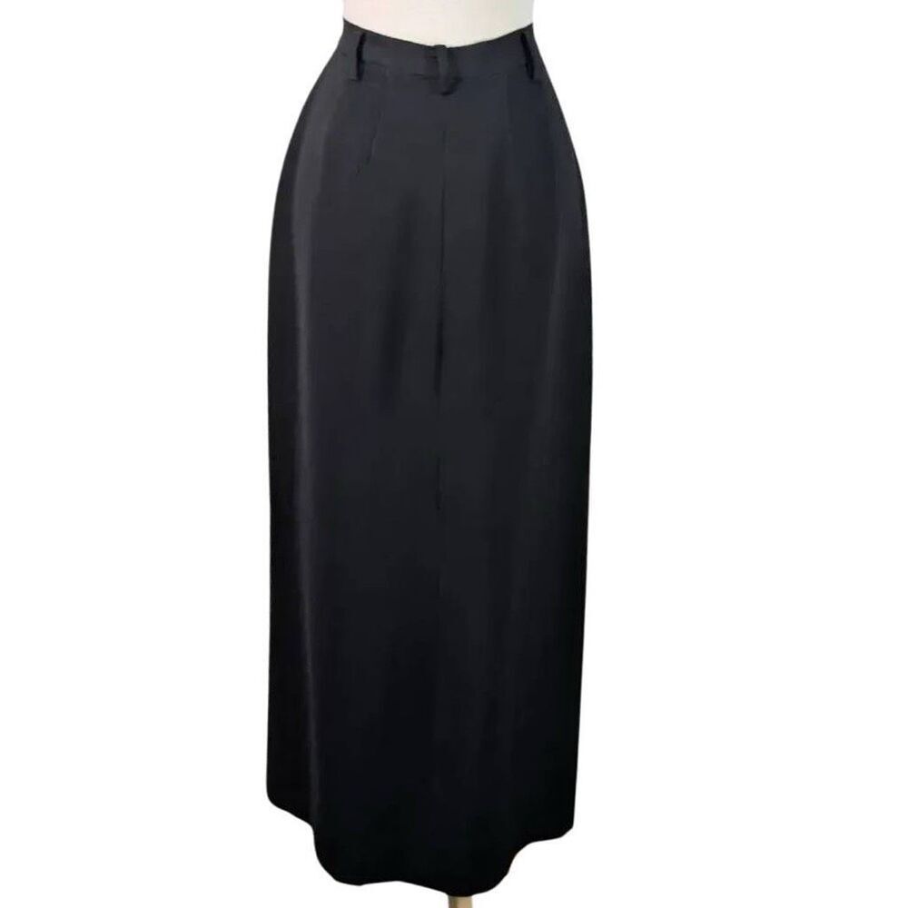 Linda Allard Ellen Tracy L Black Long Pencil Skirt VTG Modest Evening Pockets